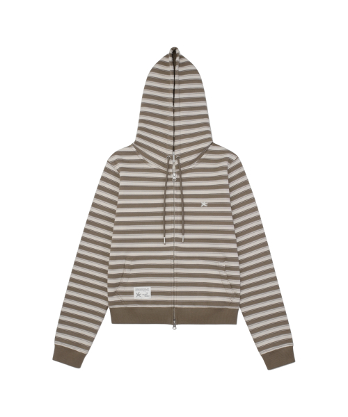 TCM stripe standard hooded zip-up (brown)