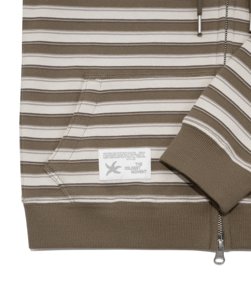TCM stripe standard hooded zip-up (brown)