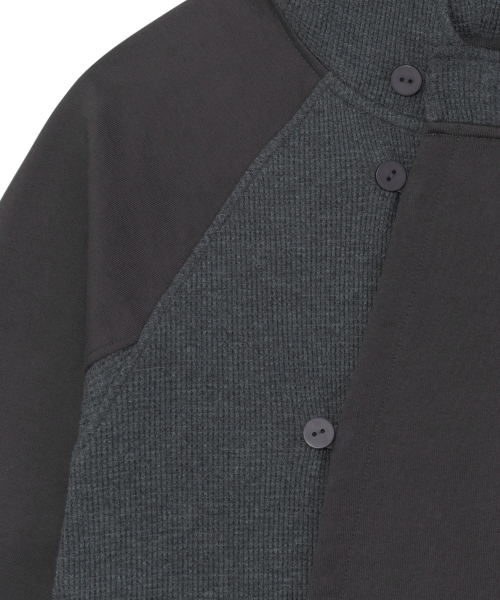 TCM curved button waffle jacket (charcoal)
