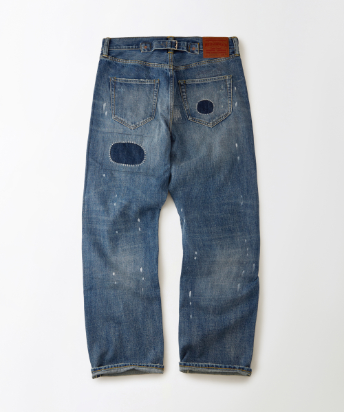 30S CINCH BACK SELVEDGE WIDE PANTS_REPAIR BLUE