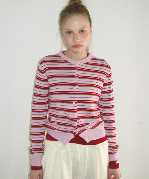SOFT DAYS KNIT CARDIGAN PINK STRIPE