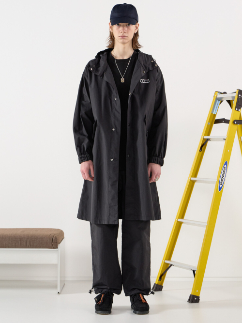 BLACK HOODED COAT
