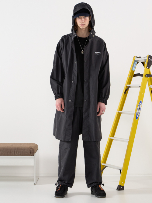 BLACK HOODED COAT