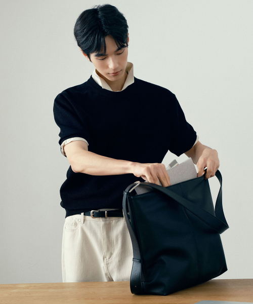 [3WAY]black leather cross bag