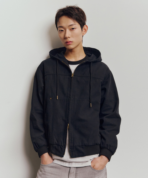 Oxford Hooded Zip-Up Blouson