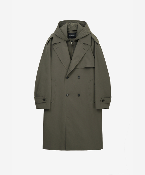 Офицерское пальто со съемным капюшоном Khaki ZI2TC204KK