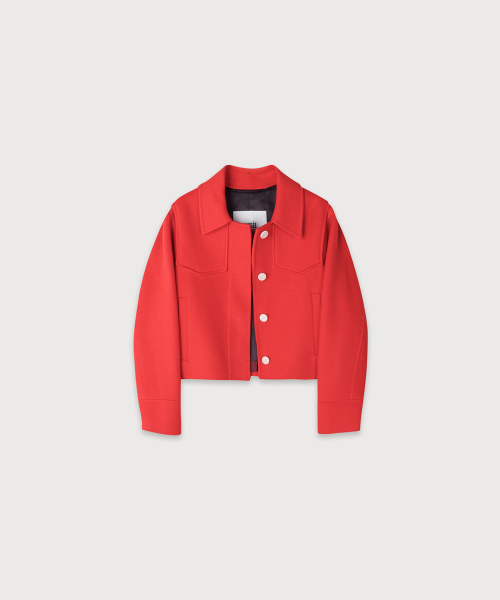 ZAHA Merino Wool Handmade Short Coat_Red