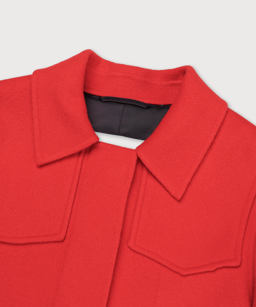 ZAHA Merino Wool Handmade Short Coat_Red