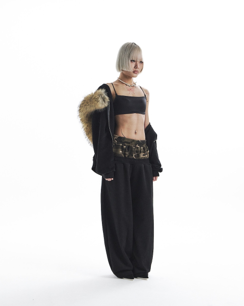 sheena camo layered pants - black