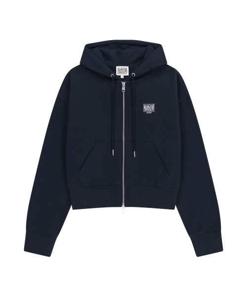 W BACK CLASSIC LOGO CROP HOODIE ZIPUP navy