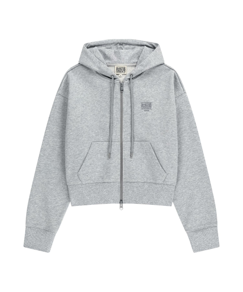 W BACK CLASSIC LOGO CROP HOODIE ZIPUP heather gray