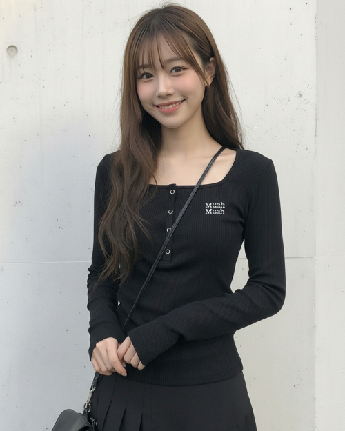 SQUARE HENLEY NECK STITCH T-SHIRT [4color]