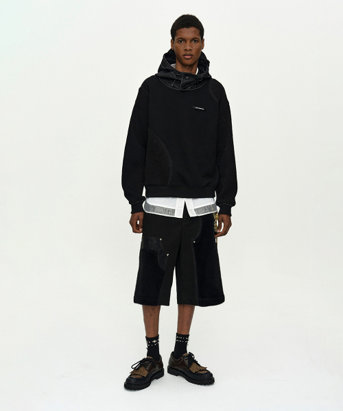 DETACHABLE BALACLAVA SWEATSHIRT atb1424m(BLACK)