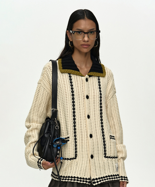 UNISEX NEW FANTASIA COLLAR CARDIGAN atb1414u(ECRU)