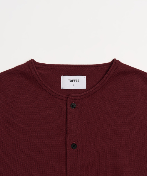 CUT-OFF ROUND NECK CARDIGAN (RED)