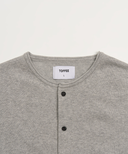 CUT-OFF ROUND NECK CARDIGAN (GREY)
