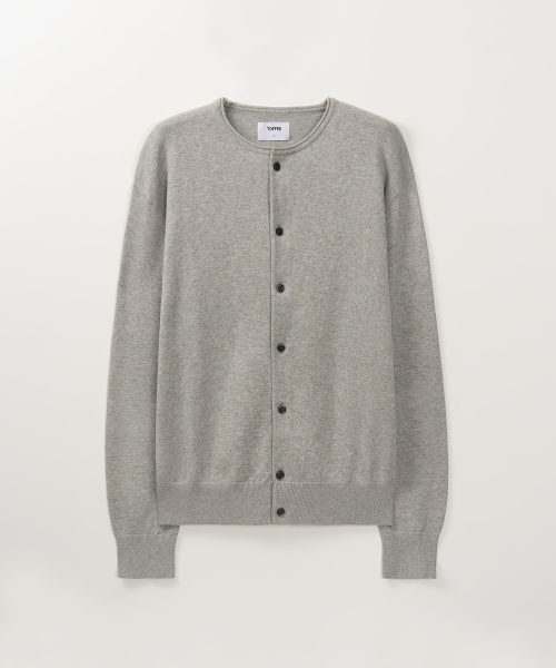 CUT-OFF ROUND NECK CARDIGAN (GREY)