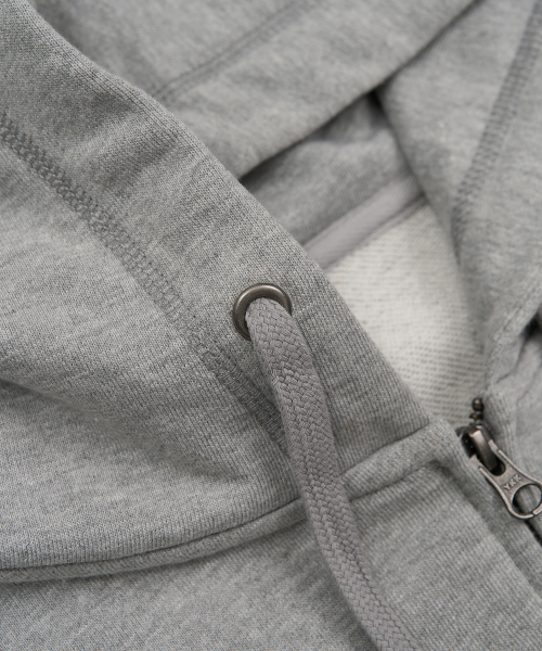 SEMI CROP HOOD ZIP-UP (MELANGE GREY)