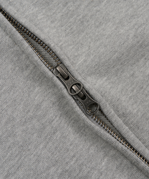 SEMI CROP HOOD ZIP-UP (MELANGE GREY)