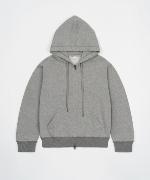 SEMI CROP HOOD ZIP-UP (MELANGE GREY)