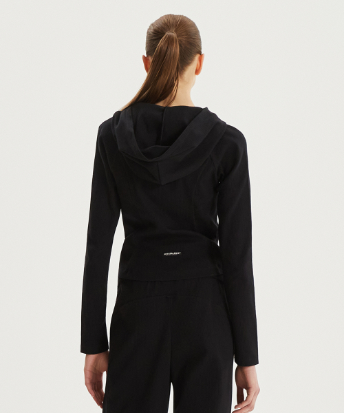 NBMDG2W322 / Женский худи-зиппер в рубчик (BLACK)