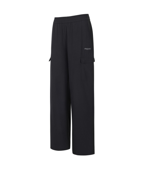 Женские эластичные брюки-карго semi-wide (BLACK)
