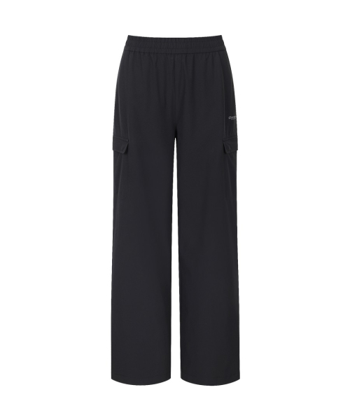 Женские эластичные брюки-карго semi-wide (BLACK)