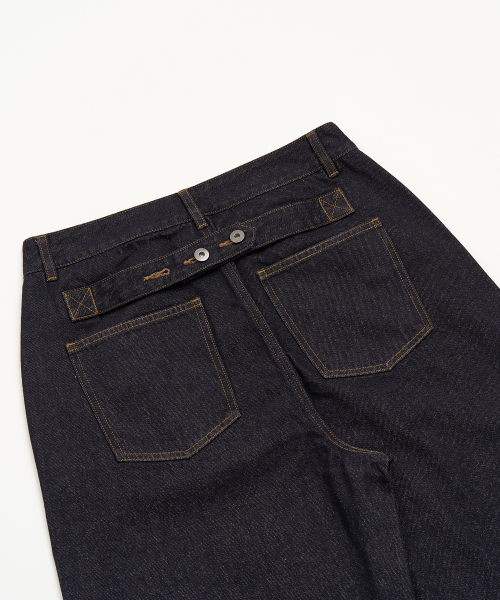 CINCH BACK STITCHED DENIM PANTS (синий)