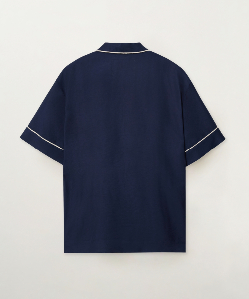 Homewear Open Collar Half Shirt Navy