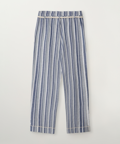 Homewear Stripe Lace-up Banding Pants Blue