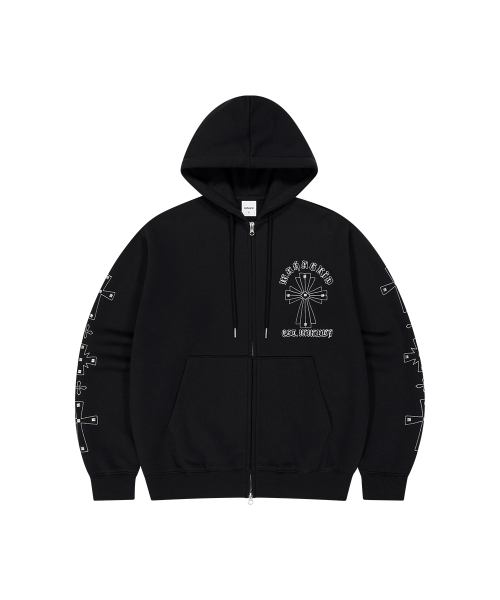 CROSS STUD HOOD ZIP UP чёрный(MG2GSMM480A)