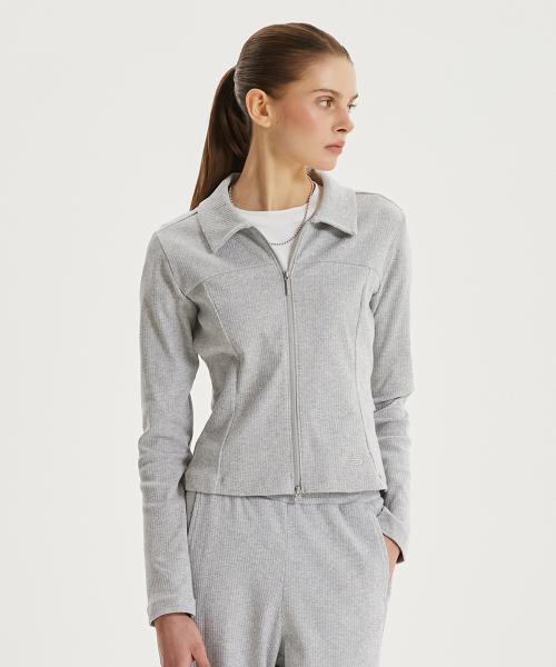 NBMDG2W312 / Женская трикотажная зип-кофта в рубчик (GRAY)