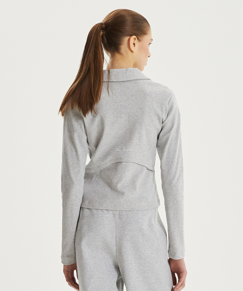 NBMDG2W312 / Женская трикотажная зип-кофта в рубчик (GRAY)