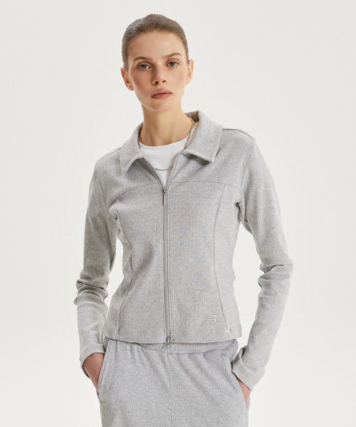 NBMDG2W312 / Женская трикотажная зип-кофта в рубчик (GRAY)