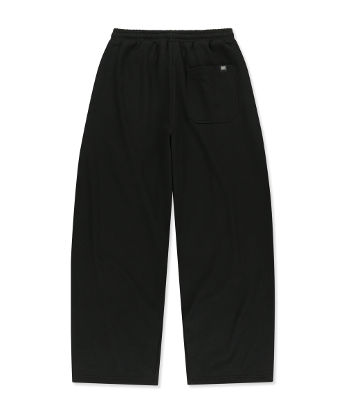 TAG TWO TUCK WIDE SWEAT PANTS - чёрный
