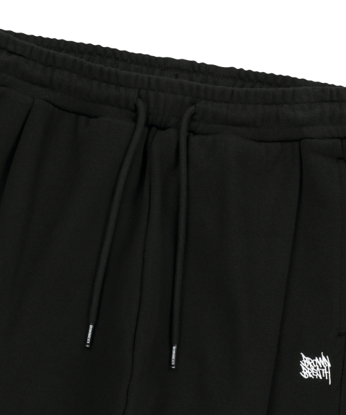 TAG TWO TUCK WIDE SWEAT PANTS - чёрный