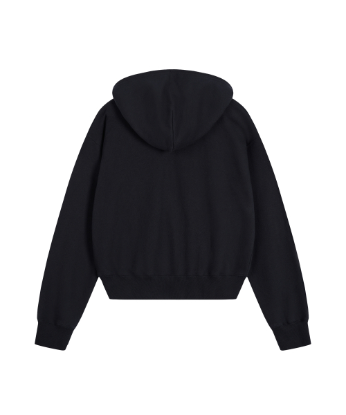 V-NECK CROPPED HOODIE - NAVY