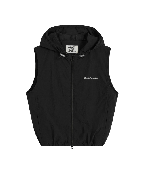 NYLON HOOD VEST+GYM SACK SET - чёрный