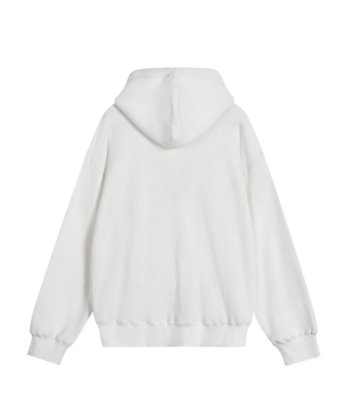 STITCH WAFFLE HOOD ZIP-UP - белый