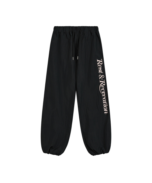 WIDE NYLON PANTS - чёрный