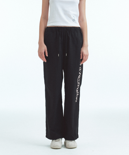 WIDE NYLON PANTS - чёрный