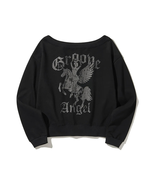 (DUC) GA one-shoulder sweatshirt Black