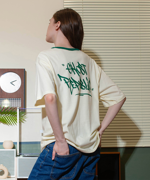 Уличная оверсайз футболка GT-367_Cream(Green)