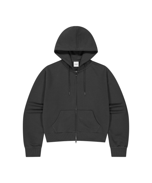 PRAY APPLIQUE CROP ZIP UP HOODIE CHARCOAL(MG2FFFM494A)