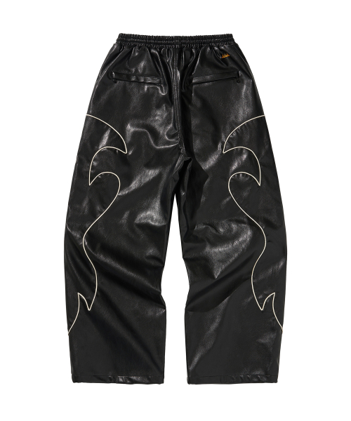WESTERN FLAME LEATHER TRACK PANTS / чёрный