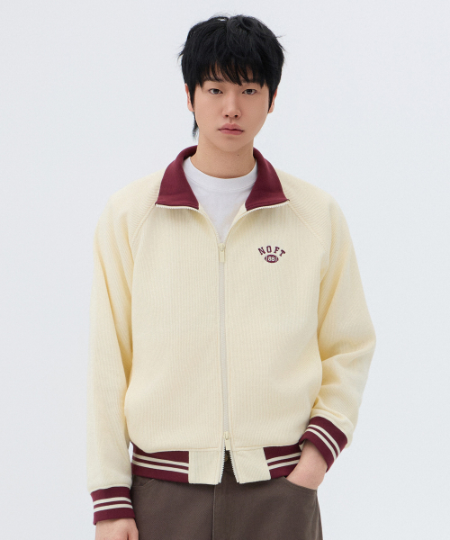 [NOFT × Jaezzang] Вафельная олимпийка на молнии [Ivory]
