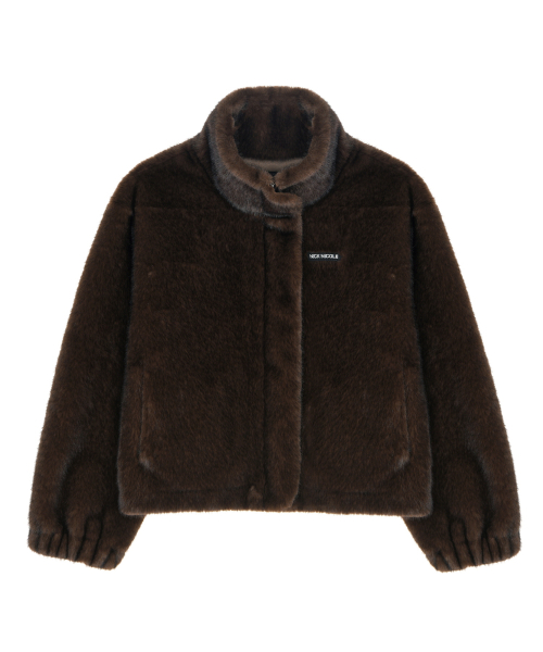 PREMIUM TOUCH FUR HIGH NECK JACKET_BROWN thumbnail 4