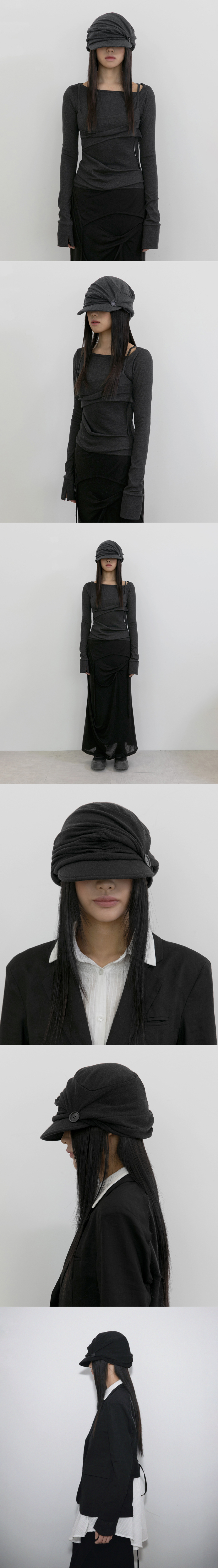 帽子 FLAREUP Soyo Asymmetrical Cap 플레어업(FLAREUP) Soyo Asymmetrical Cap (FL-744_Charcoal) - 사이즈