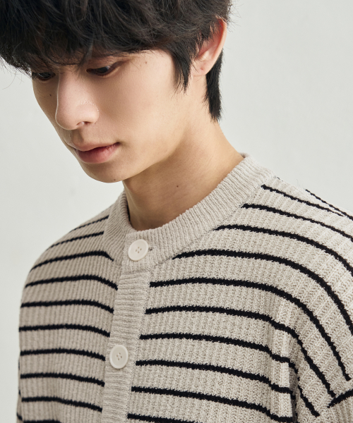 Кардиган Low Stripe Crop вязаный (Cream Beige)