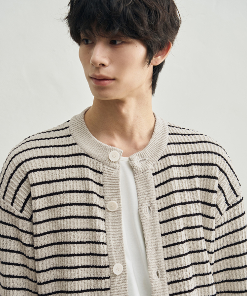 Кардиган Low Stripe Crop вязаный (Cream Beige)